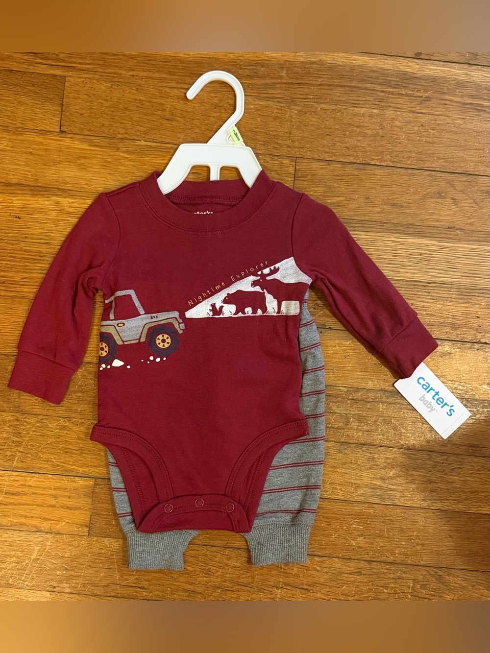 Carter's Baby Burgundy 'Nighttime Explorer' One-Piece Set - Size: 3M